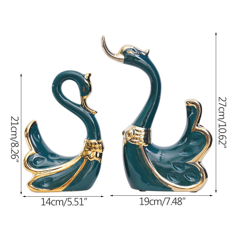 

Nordic Luxury Malachite Green Swan Figurine Miniature Model Modern Art Figurine Ornament Home Decoration Accessories Room Decor