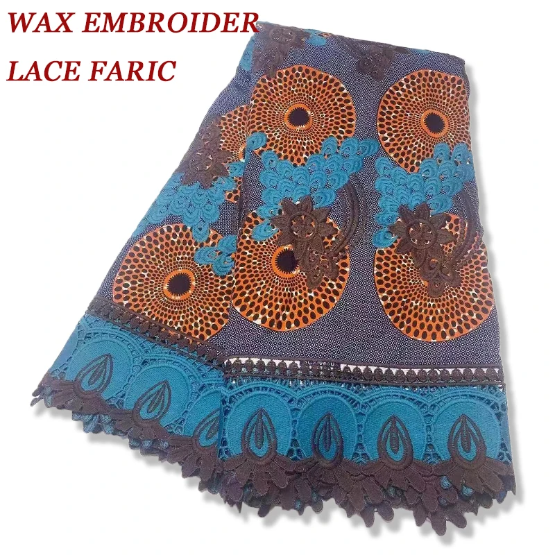 

African Top Fashion Ankara Luxurious Design Printing Wax 100% Cotton Nigeria Guipure Lace Fabric Best Embroidery For Women Dress