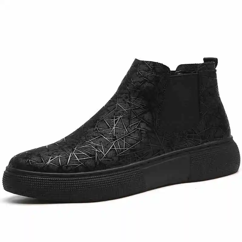 

men's fashion breathable chelsea boots soft leather shoes flats platform ankle botines hombre brand designer bota masculina male