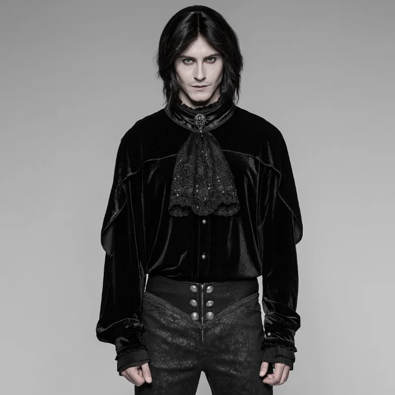 Панк рейв для мужчин Готический корт украшенный вышивкой воротник съемный