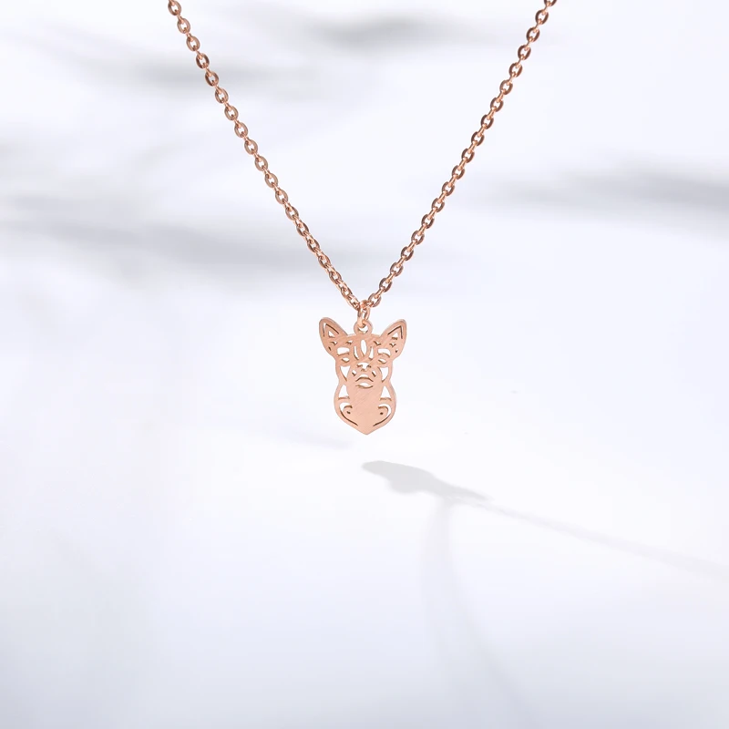 

Stainless Steel Dog Necklace For Women Animal Dangle Pendant Neck Chain Minimalist Style Fashion Female Animal Jewelry Gift