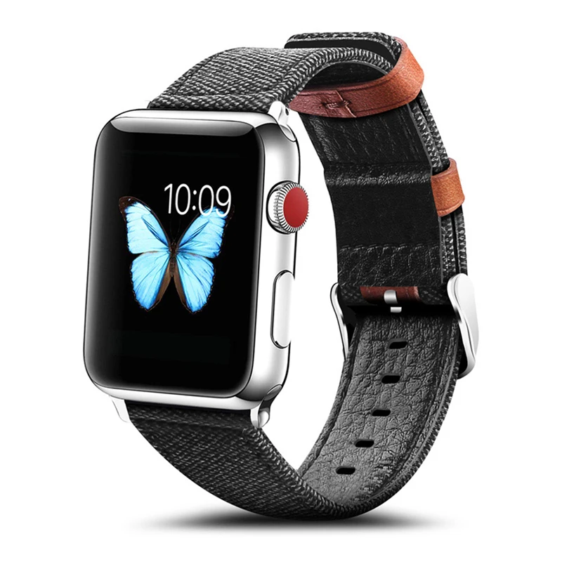 

watch accessories for apple watch 3 2 band 42mm 38mm apple watch 4 5 band 44mm 40mm iwatch Fabric & Genuine Leather bracelet