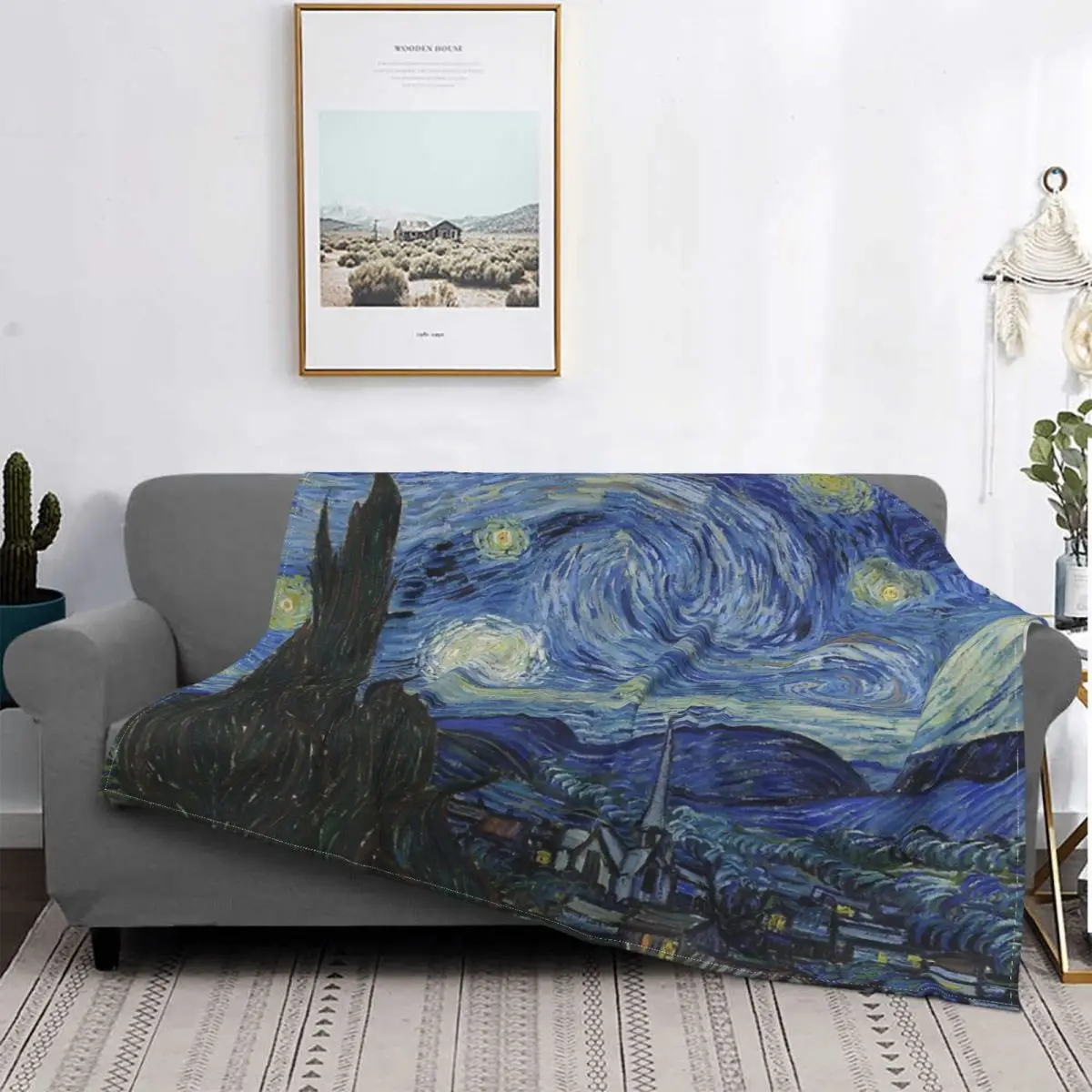 

Звездная ночь-Manta de Van Gogh, для cama colcha, edredones a cuadros de muselina, manta Kawaii para cama
