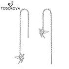Висячие серьги Todorova с бумажным журавлем, маленькими птичками для девочек, длинные серьги с кисточками на цепочке, корейские модные женские серьги