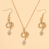 aprilwell gold color snake shinny pendant necklace and a pair drop earrings 2021 jewelry sets lady trendy accessories