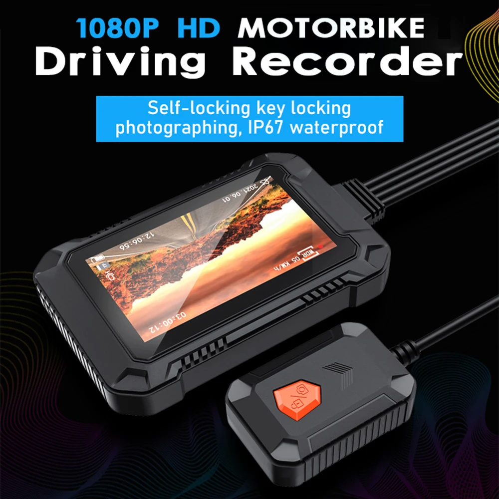 

Motorcycle Dash Cam Front + Rear AHD 1080P WiFi GPS Parking Monitoring Motorcycle DVR Camera with 3 Inch IPS TFT Screen M01