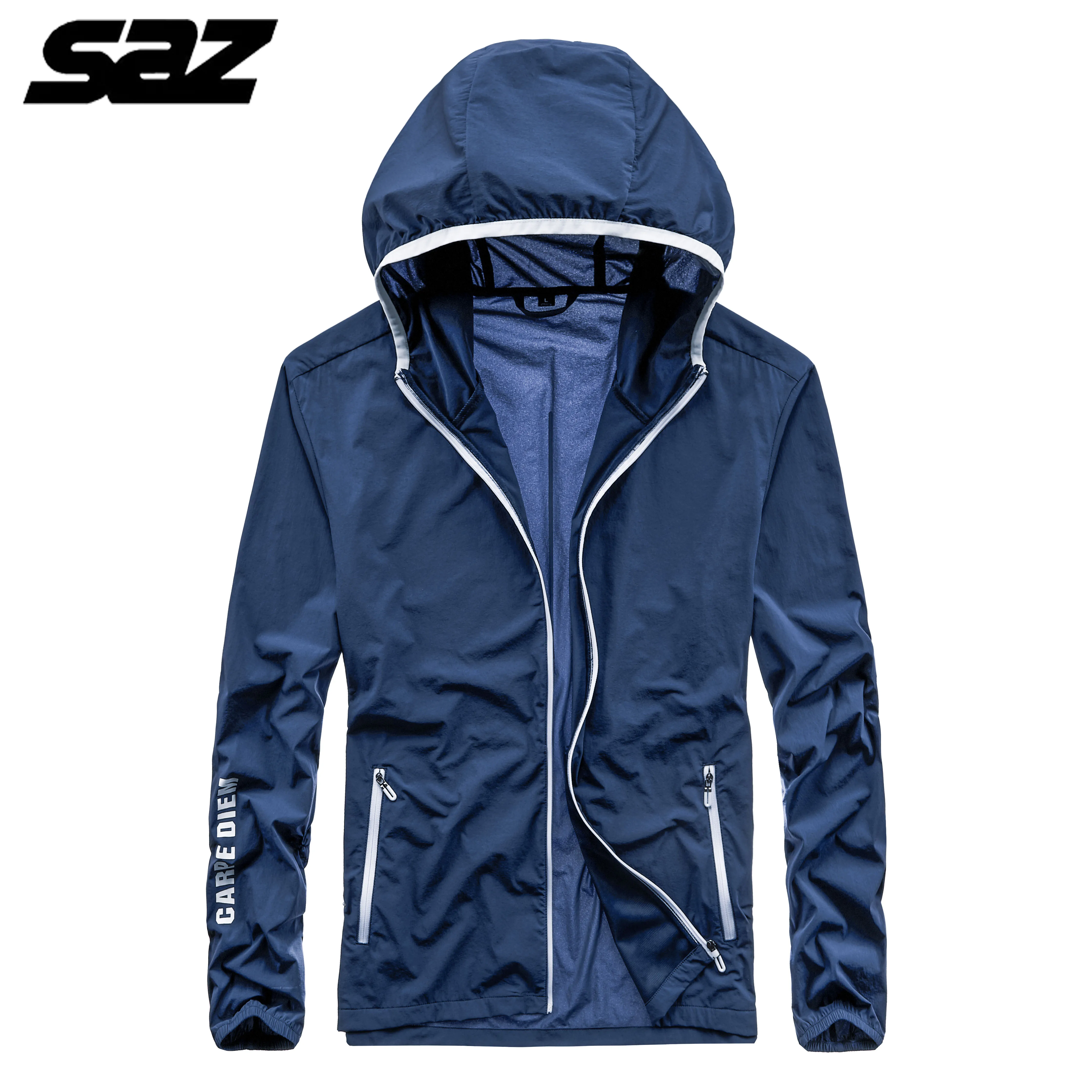 

Saz 2021 Men's Summer Windbreakert Quick Dry Hiking Hooded Outdoor Sports Skin Thin Men's Coat