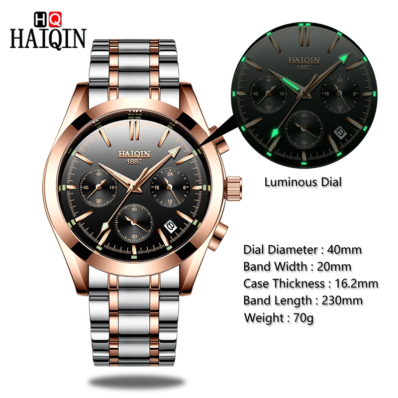 HAIQIN модные мужские часы золотые спортивные Mliltary Топ бренд Роскошные relojes hombre