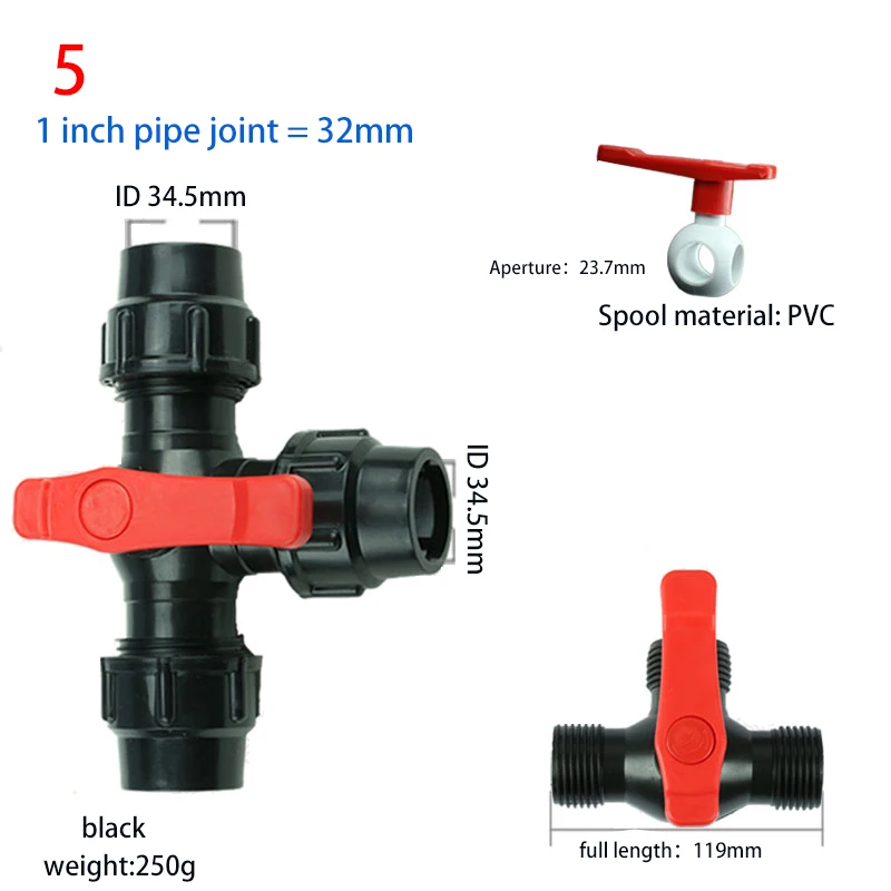 3-ходовой шаровой кран из ПВХ для капельного орошения клапан воды запорный