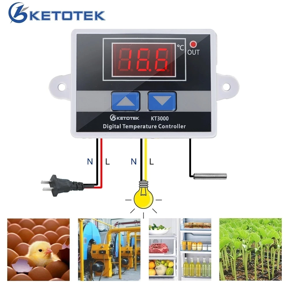 

AC 220V 12V 24V 10A -50~110C Intelligent Digital Thermostat LED Temperature Controller Regulator Switch For Incubator NTC Sensor