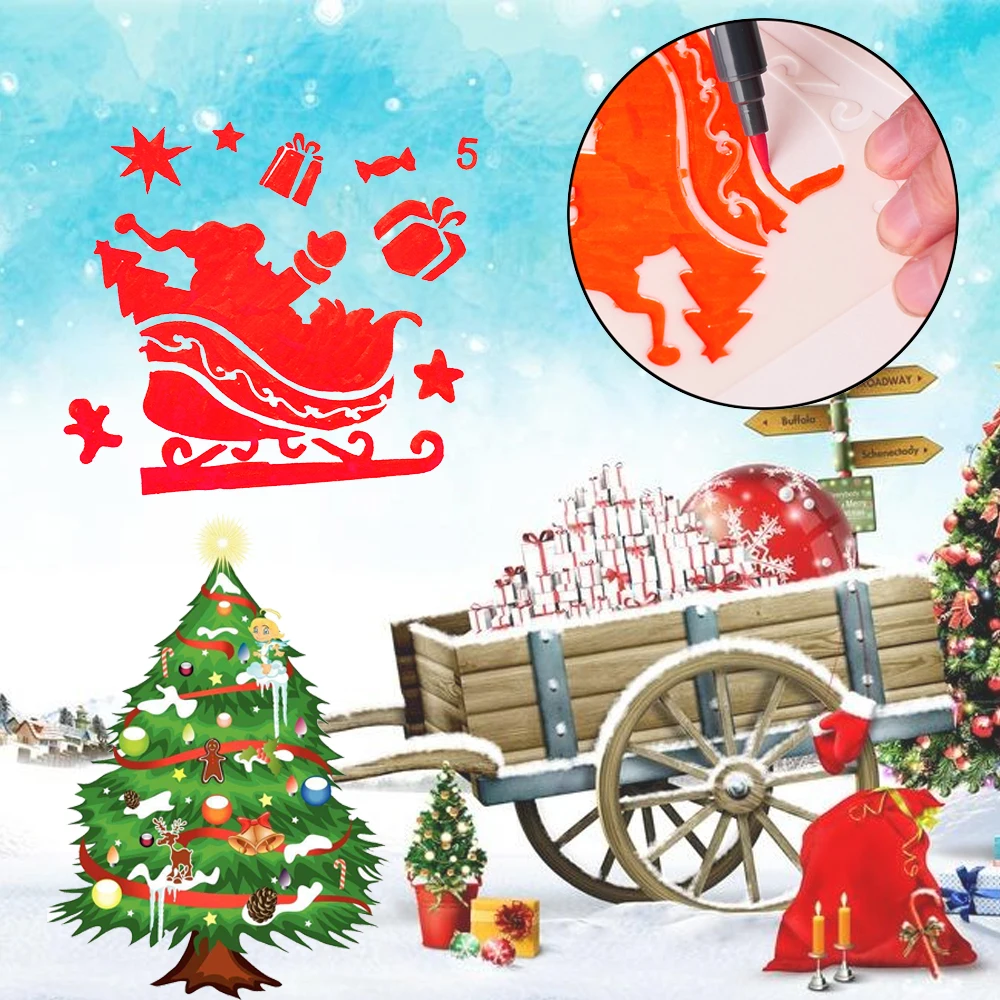 DIY рождественские пустые трафареты для раскрашивания стен штемпель тиснения