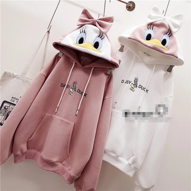 

Cartoon Pattern Duckling Plus Velvet Sweater Ladies Autumn/winter 2021 New Casual Warm Trend Student Girl Cute Hoodies Women
