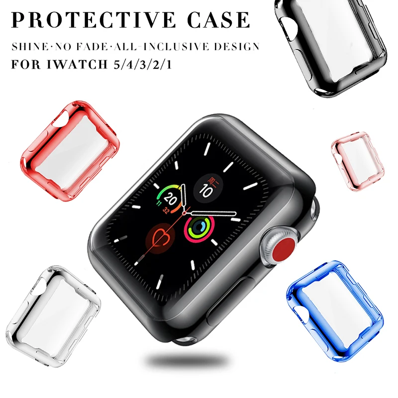 Тонкий чехол для Apple Watch 360, чехол для 5, 4, 3, 2, 1, 42 мм, 38 мм, мягкая прозрачная защитная пленка из ТПУ для iWatch 5, 44, 40 мм, аксессуары