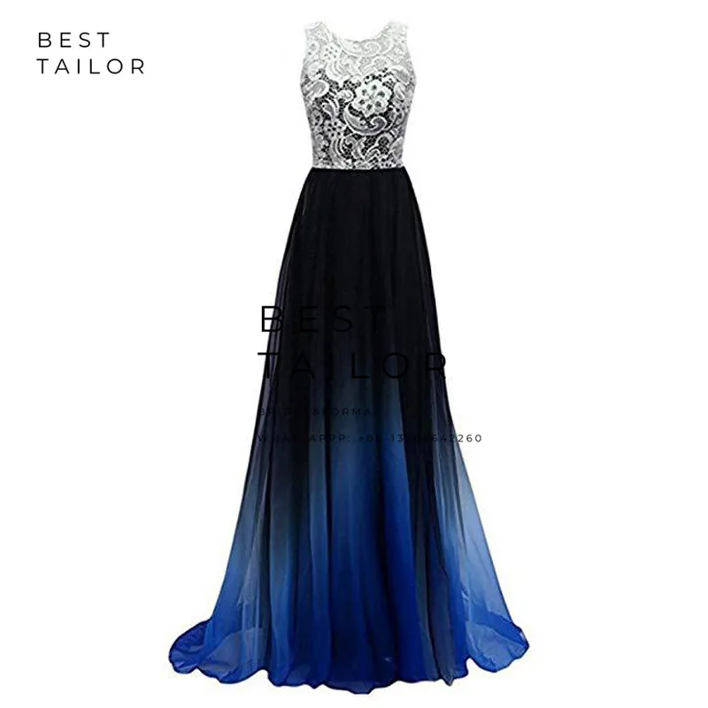 Градиентные платья для выпускного вечера кружевные шифоновые с глубоким