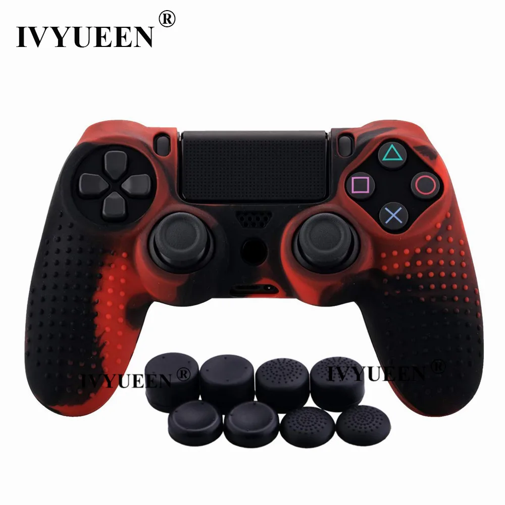 Black Red IVYUEEN для playstation 4 PS4 Pro тонкий силиконовый гелевый чехол-накладка с 8 аналоговыми ручками - Цвет: Black Red