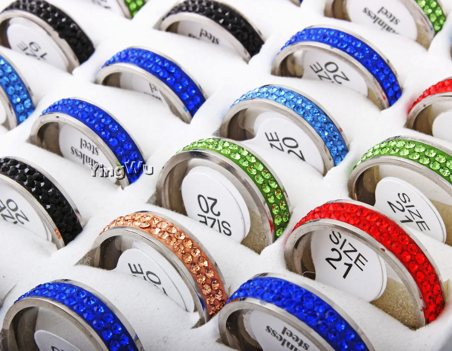 

Yingwu 20pcs Hip Hop Jewelry Engagement Wedding Ring Mix Color Stainless Steel Rings For Women & Men Wholesale