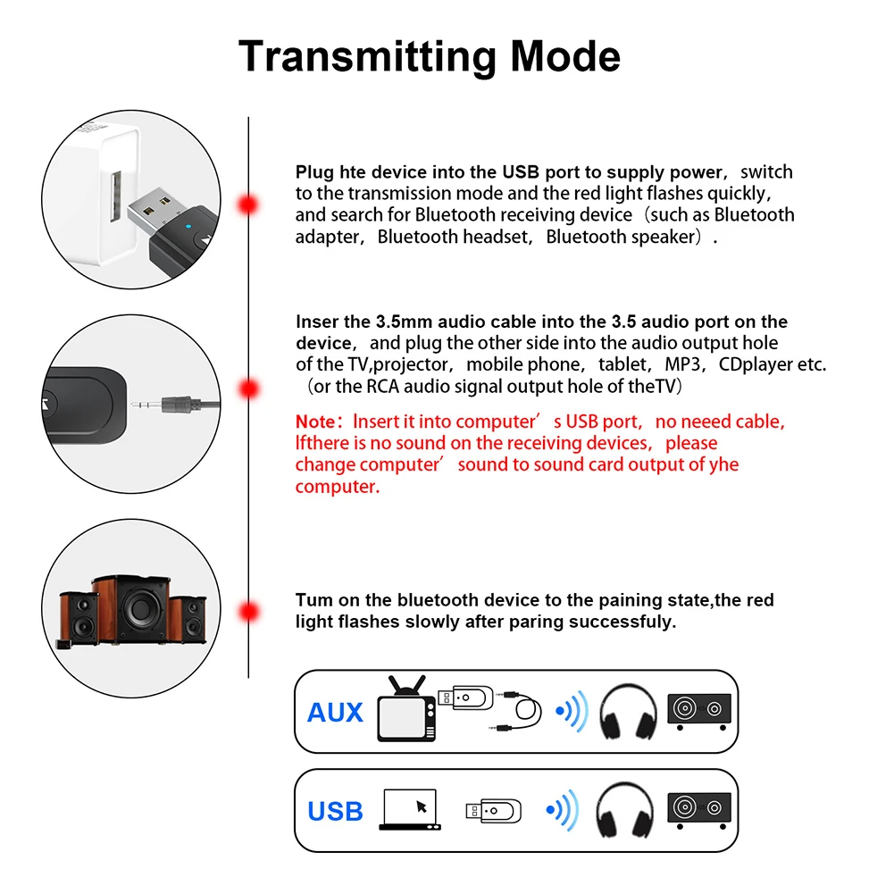 

SY18 USB Bluetooth 5.0 Adapter For Speaker TV CD Player Car Kit AUX 3.5mm Receiver Transmitter Wireless Music Audio Dongle