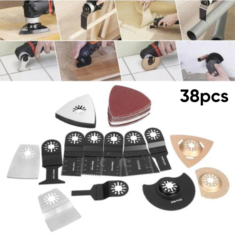 38pcs Oscillating Saw Blades Kit Cutting Woodworking For Multimaster Fein Makita Worx Power Cutter Accessories | Инструменты