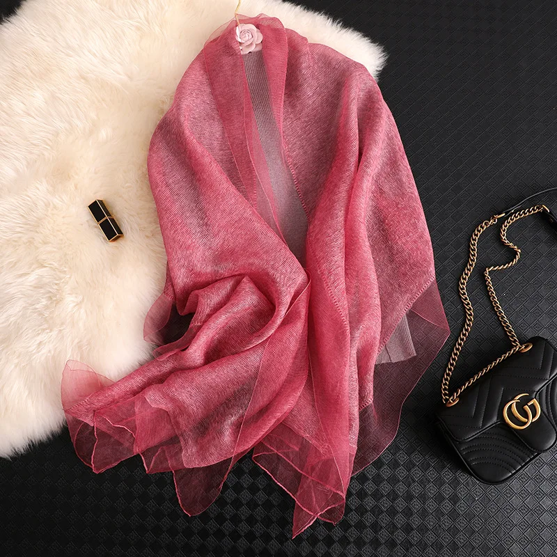 

Brand 2020 Women Silk Scarf Female Solid Foulard Femme Pashmina Shawls And Wrap Big Size Scaves Beach Towel Bandana Muslim Hijab