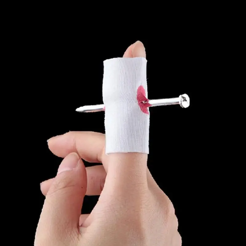 5pcs Nail Through Finger With Bandage Fake Bloody Novelty Fancy Dress Prank Party Thru Thumb Gauze Halloween | Игрушки и хобби