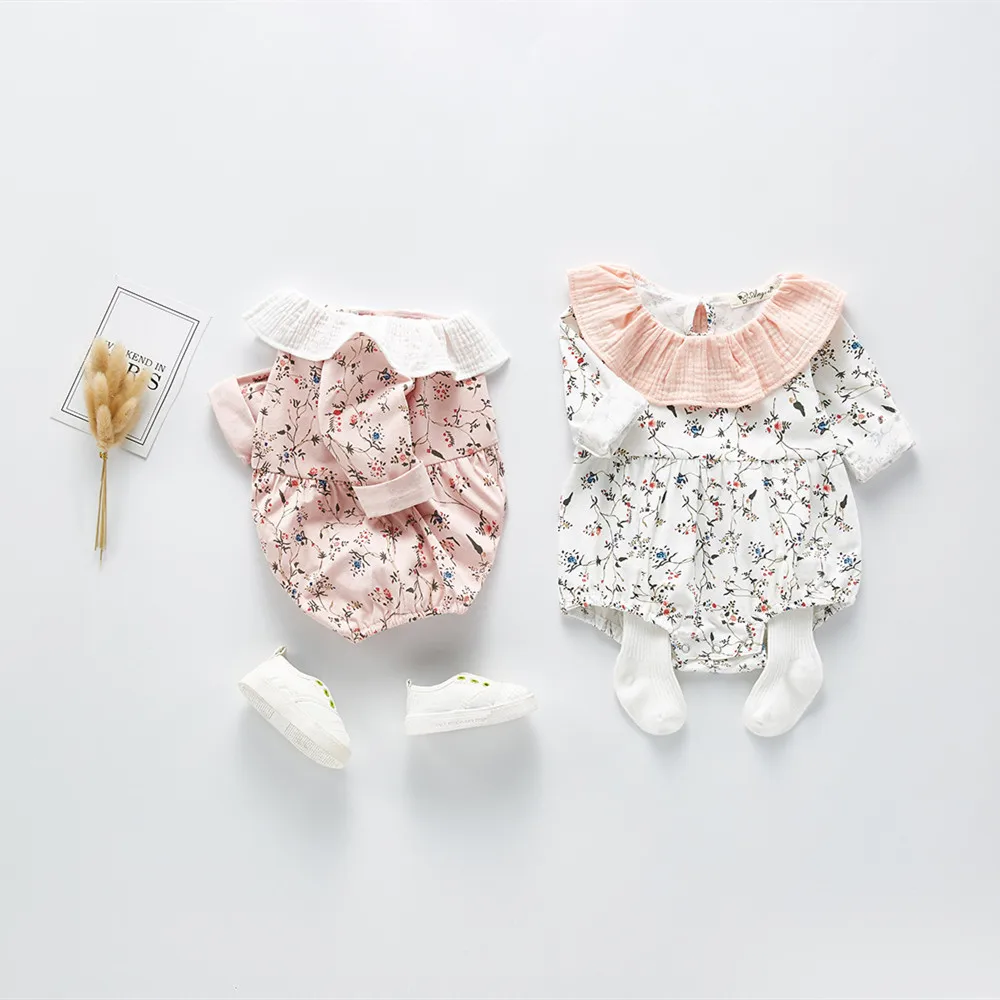 Комбинезон детский с длинным рукавом на весну цветочным принтом | Мать и ребенок