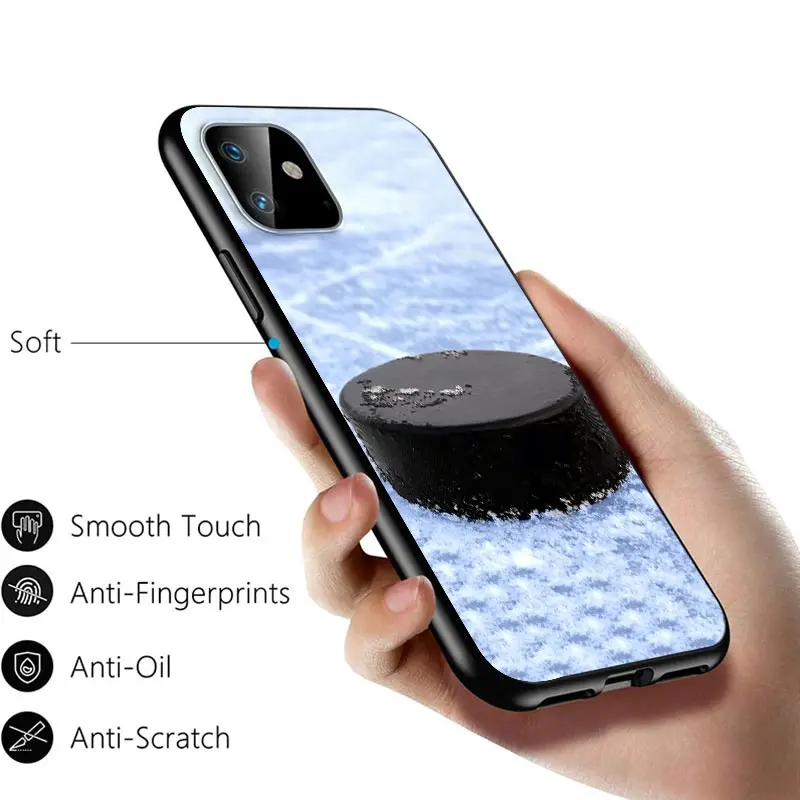 

I Love sport Hockey For Apple iPhone 12 11 Pro Max mini XS Max XR X 8 7 6 6S Plus 5S SE 2020 Soft Black Phone Case