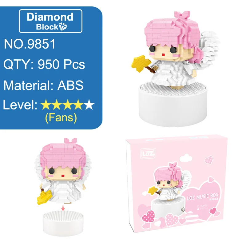 LOZ стерео музыкальная шкатулка мини конструктор единорог любовь кролик и