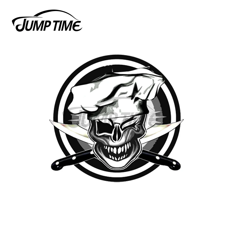 

Jump Time 13 x 12.2cm For Winking Chef Skull Personality Creative Car Stickers Vinyl Material Decal Car Accessories Decoration