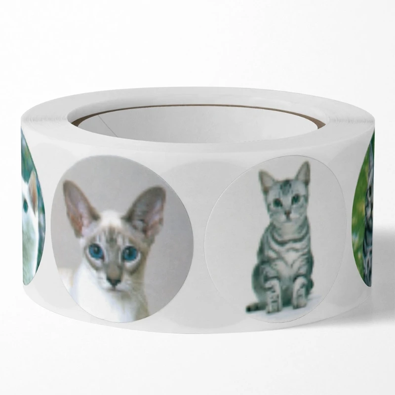 Реалистичные наклейки в виде милых кошек 500 шт. рулон круглые котят животных для