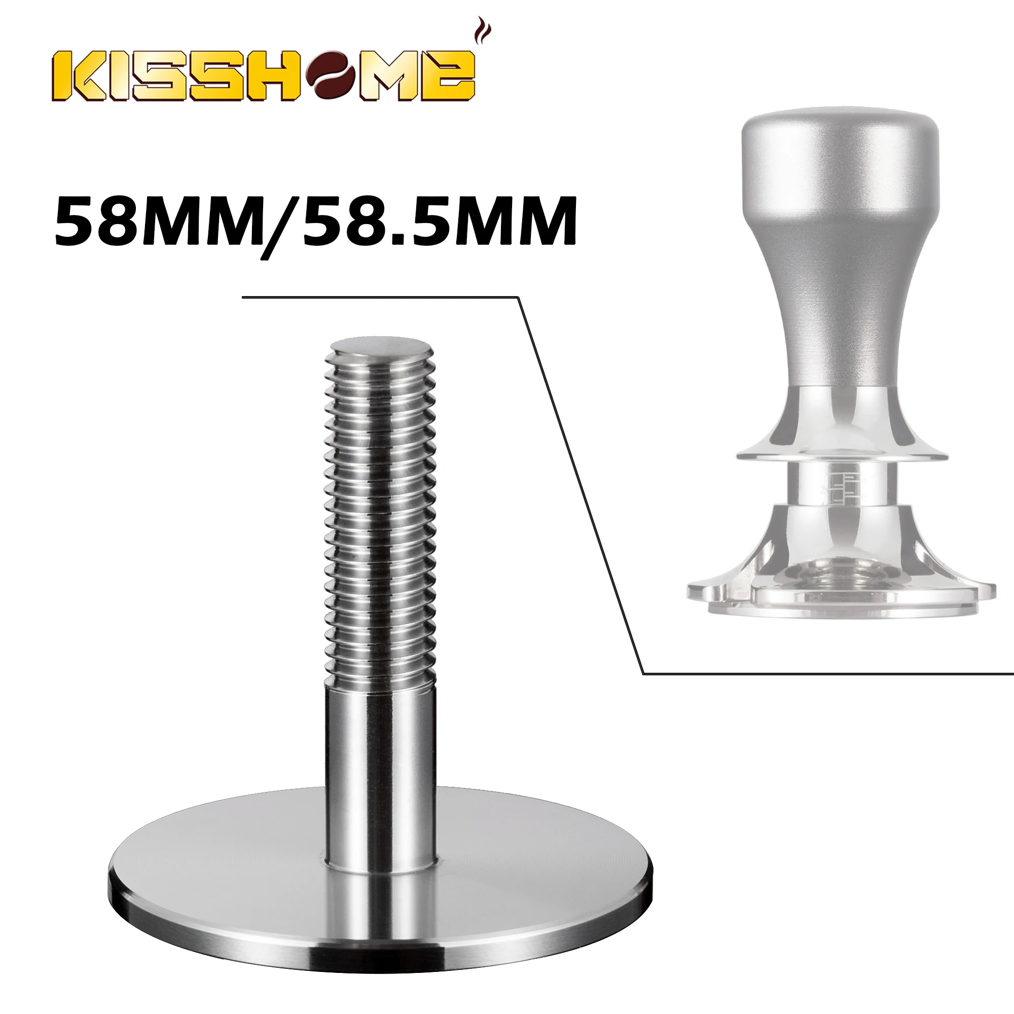 Pinza de caf&eacute; reemplazable, Base plana de acero inoxidable 304, 58,5mm/58,35mm/58mm/54,8mm/53,3mm/51mm/45,3mm, accesorios de martillo en polvo-0