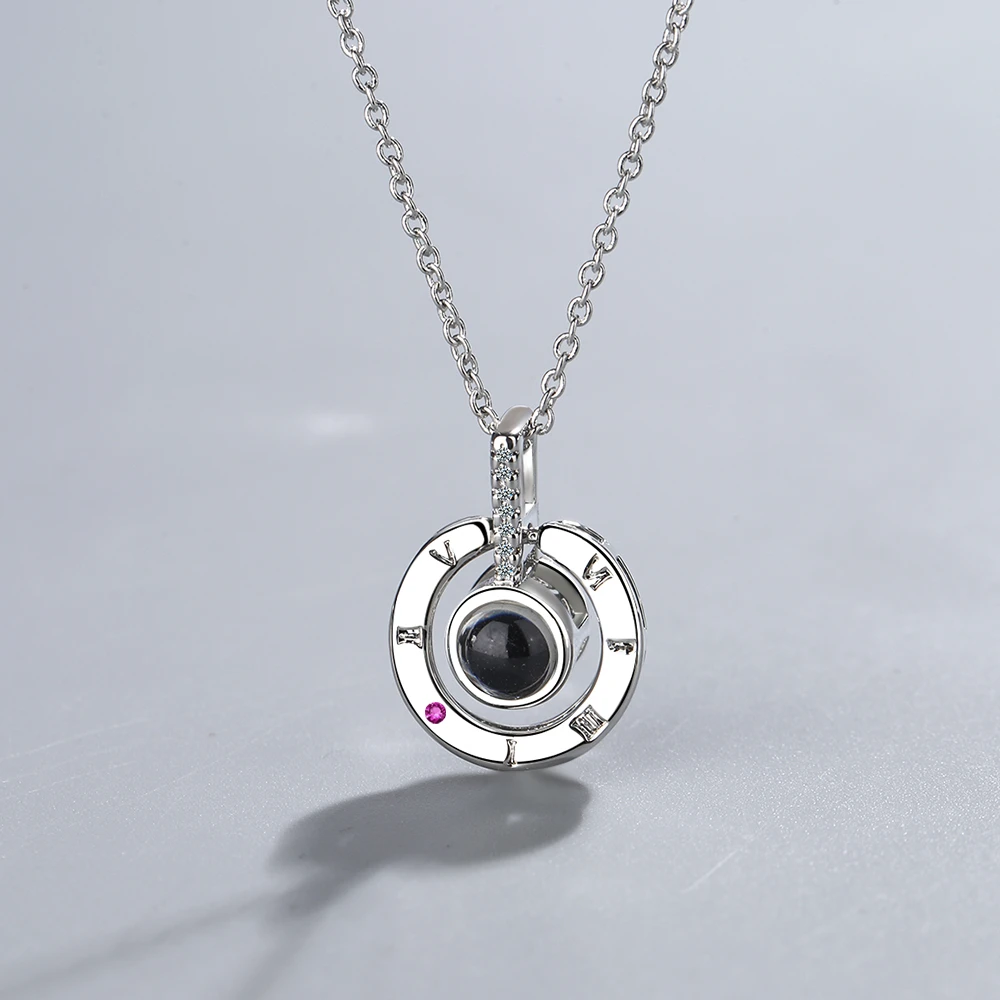 

S925 sterling silver chain non-allergic necklace I love you projection clavicle chain inlaid zirconium pendant jewelry