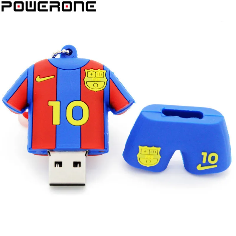 POWERONE messi jersey Usb Flash Drive cloth pendrive 4 ГБ 8 16 32 64 Гб Спортивная рубашка Pendrives Memory stick|USB