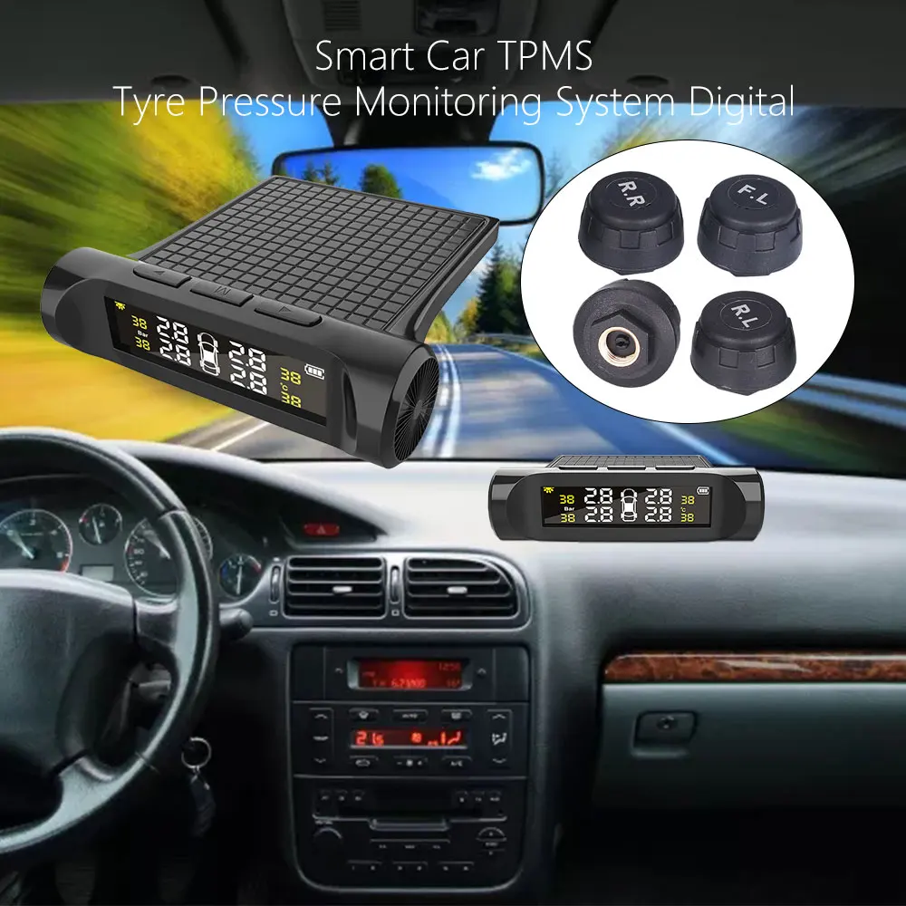 

Universal Truck TPMS with 6 External Sensors 8.5 Bar Tire Pressure Monitor TMPS Tyre Pressure Sensor Solar Charging Monitor