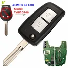 Пульт дистанционного управления KEYECU, 2 кнопки, PCF7961A 433 МГц ID46 для Nissan Micra Note TWB1G766