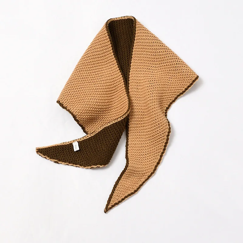 

Autumn and Winter Wool Triangle Knitted cross Scarf collar warm Female Small scarves