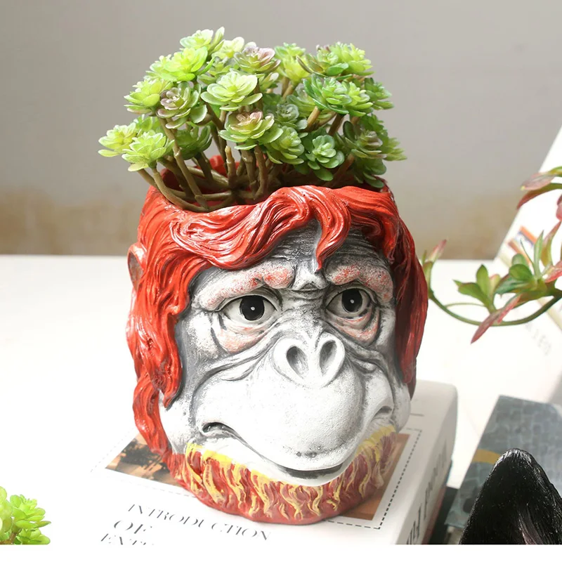 Смола открытый цветочный горшок большой вазон горшки мультфильм дизайн Сад