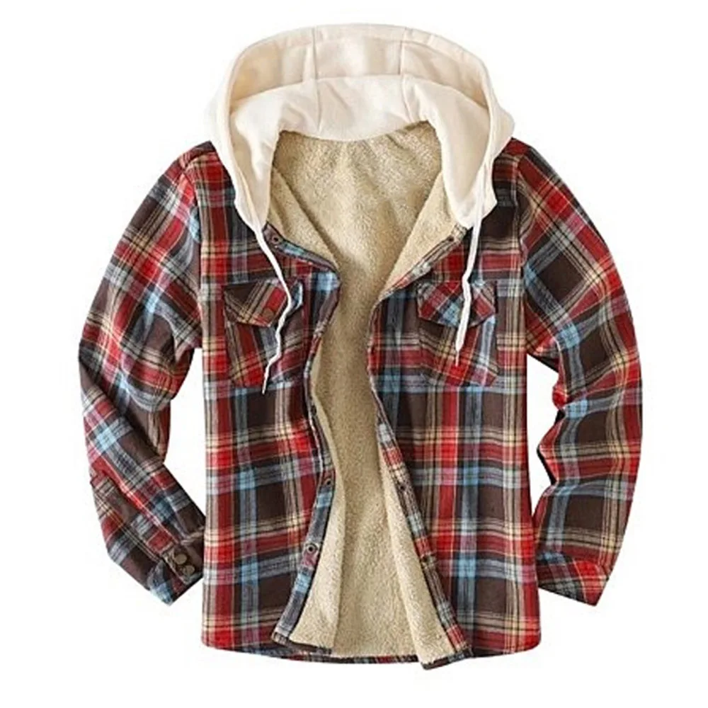 

Куртка мужская клетчатая с капюшоном, винтажная рубашка в стиле ретро, с принтом, клетчатая верхняя одежда с карманами, на осень