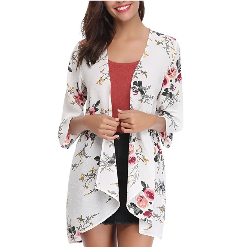 Женский купальник с цветочным принтом модный Свободный кардиган v-образным