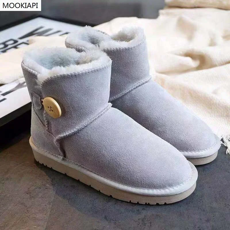 In 2019 Australia's latest buckled women's boots real cowhide artificial wool the highest quality shoes free delivery | Обувь