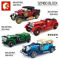 sembo blocks old car building bricks famous retro vehicle model educational kids toys for children juguetes boy birthday gifts