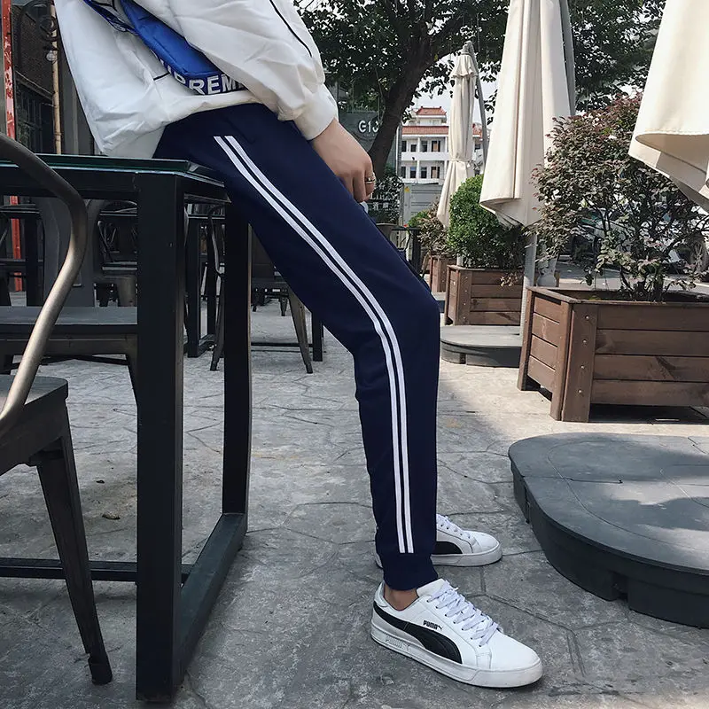 

Autumn Sports Pants Men Students' Feet Are Loose And Casual Youth Trend Easy Stripe Medium Waist Joggers Sweatpants Trousers
