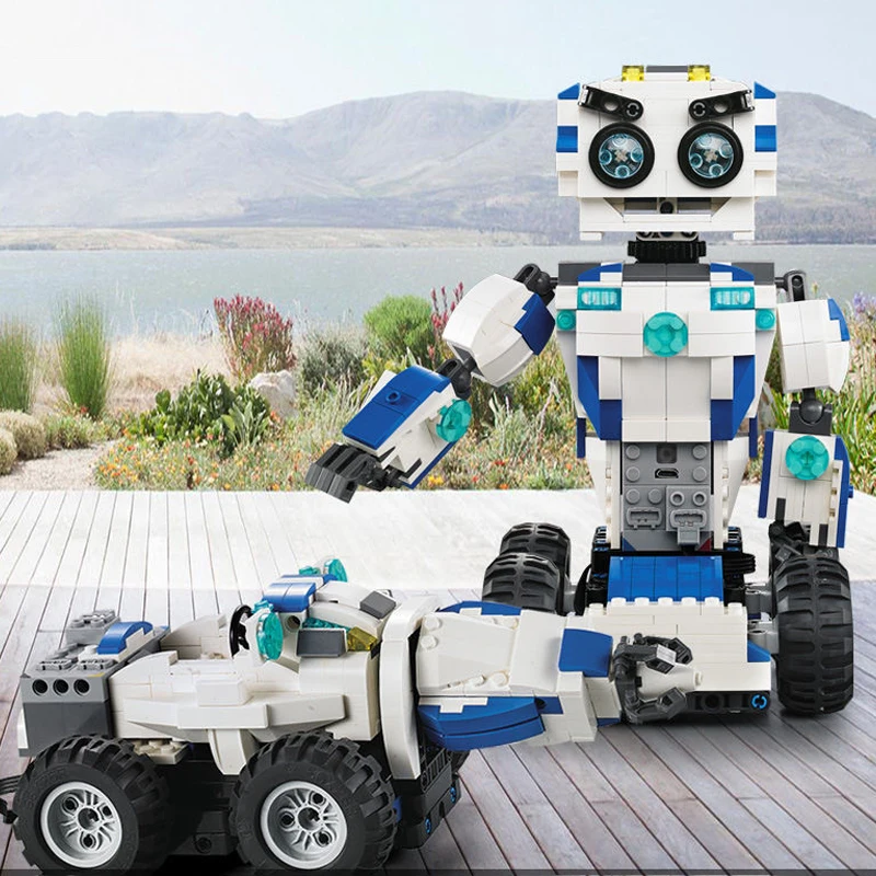 

606Pcs 2 In 1 Transform Building Blocks Moc Remote Control Robot Rc Car Robots Mode Bricks High-Tech Toys for Children Xmas Gift