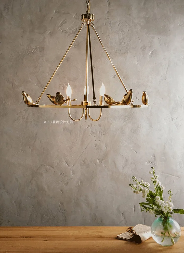 Американская медная настенная лампа с птицами украшение для гостевой комнаты