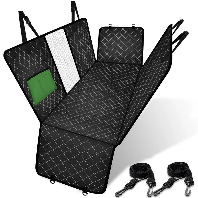 

DEKO Dog Car Seat Cover View Mesh Pet Carrier Hammock Safety Protector Car Rear Back Seat Mat With Zipper And Pocket For Travel