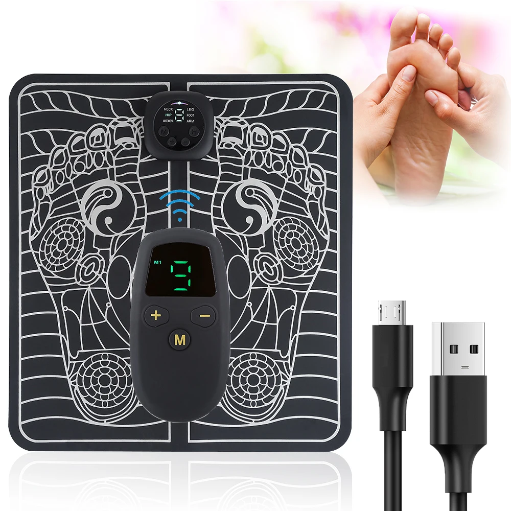 Foot Massager Pad Electric EMS Feet Muscle Stimulator Tens Acupuncture ABS Pulse Massage Mat Relaxation Relieve Pain Health Care