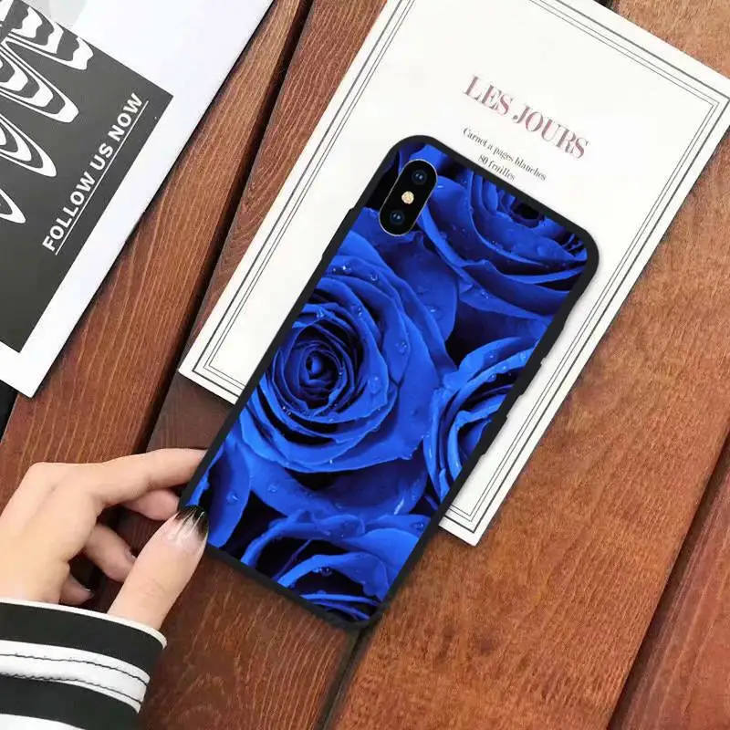 

Blue rose art pattern luxury design Phone Case shell for iPhone 11 12 mini pro XS MAX 8 7 6 6S Plus X 5S SE 2020 XR