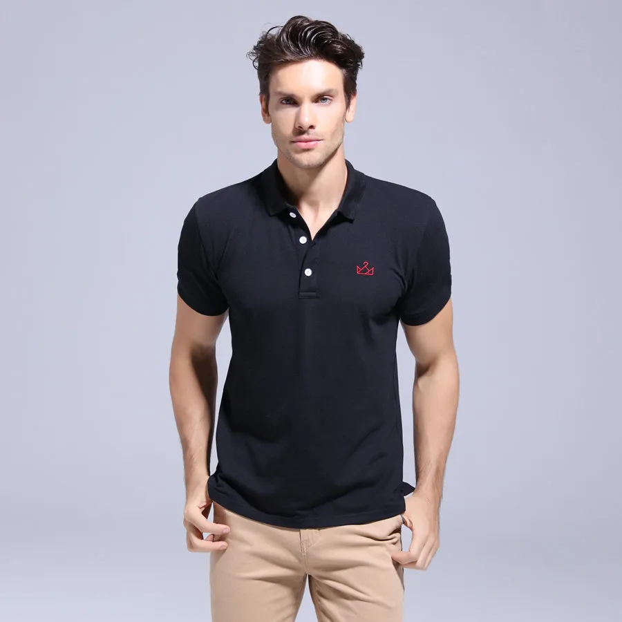 Мужская Повседневная рубашка поло с вышивкой и коротким рукавом мужские
