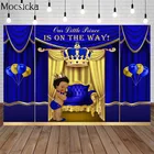 Фон для фотосъемки Мальчиков Королевский синий и золотой король корона праздничный Декор Реквизит фотография фон баннер Фотостудия