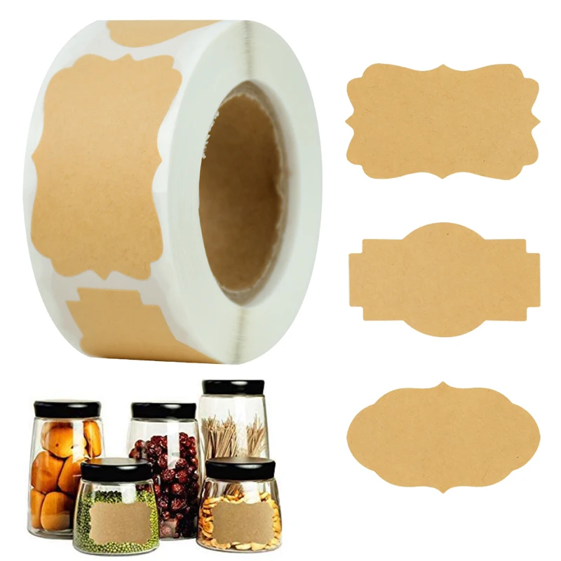 

300pcs Blank Kraft Paper Stickers Glass Bottle Office Classification DIY Gift Tags Handmade Baking Label Package Seals Sticker