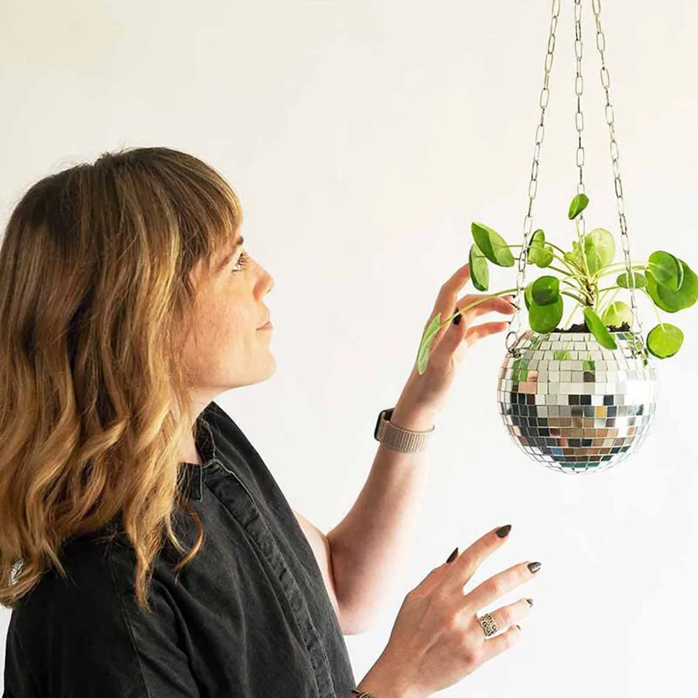 

Disco Ball Planter Globe Shape Hanging Vase Flower Planter Pots Rope Hanging Wall Homw Decor Vase Container Room Decoration